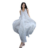 Zhao Sanguan The Same Butterfly Printed Dress 2024 New Gentle V-Neck Loose Holiday Dress