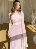 2025 New Luxury Soft And Flowing Single Long Sleeve Dress Silk Dress Dress Woman
