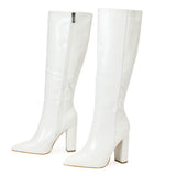 Large-Size High-Heeling Fashion Boots Stone Zips On The Side Of The Zippers Comfortable Coarse And Solid Female Boots High Quality Shoes