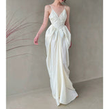 Vintage Elegant Magnolia V-Neck Dress 2024 New High-End Temperament Showback Dress