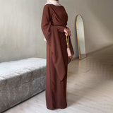 Fashion Comfortable And Loose Solid Color Temperament Bat Sleeve Dress In Autumn