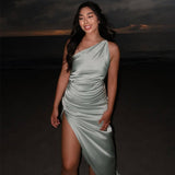 Summer New Collar Open Fork Women's Sexy Body Dressing Dress Dress HZ0628