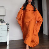 Women's Autumn Round Collar Light Robe Bat Sleeve Fashion Comfortable Dress
