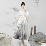 Ink And Cold River Hanfu Women's Chinese Style Improvement Han Element Top Dress Set 9033