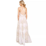 Sling With Deep V Sexy Mesh Embroidered Dress Maternity