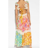 Women's New V-Neck Waist Thin Long A-Character Printed Dress HZ0628