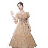 Dress Woman 2025 New Light Luxury Small High-End Small Banquet Senior Feeling Host Birthday Wedding Dress
