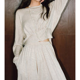 Solid Color Leisure Loose Strap To The Waist Top Half Skirt Two Sets 2024 New