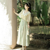 Blue Poetry Chinese Style Improvement Han Elements Women's Outer Sling Skirt Suit 9069