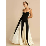 High-End Black And White Style Dress Body Slim Thin Sling Skirt Swing Tall Drag Skirt