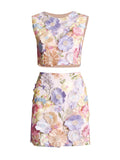 Retro Holiday Style 2025 Summer New Sleeveless Embroidery Top High-Waisted Hip Skirt Suit Woman