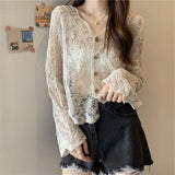 Women's 2024 New Summer Thin Loose Mesh Yarn Empty Hooded Lace Shawl Shawl Coat
