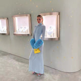 Autumn And Winter Women's Dress Fashion High-Necked Long Sleeves Slimming Dress