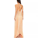 Women's Clothing Hanging Neck-Deck Sexy Dress Holiday Sleeveless Fashion 100 Folded Women 8080 HZ0628