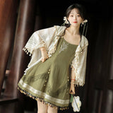 Design Cicdas Chinese Style Improvement Han Element Women's Shawl Sling Skirt Set 9132