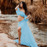 Women's Chiffon Up And Lower Split Suit Under The Fork Pregnant Photo Photography Drag Set 1247 Maternity