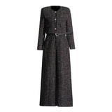 Temperament Commuting Style 2025 Summer New Fashion Small Fragrant Coat + Belt With Trousers Set