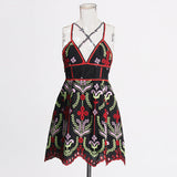 Women's Dress 2025 Still High-End Embroidery Print Sexy Slings Hollow Summer Bottoming Dress