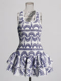 Summer Holiday Wind New U-Shaped Tie Design Super Short Lotus Edge Dress Woman
