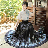 Design Fantasy Night Butterfly Chinese Style Improvement Han Elements Female Shirt Horse Face Dress Set 9081