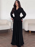 2025 New Design Chiffon Black Dress Woman