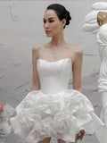 New Vietnamese Designer Trendy Fish Bone Wrapped Chest Three-Dimensional Flowers Pony Dress Small Dress