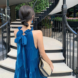 New Sanya Seaside Women's Beach Dress High-End French Temperament Hanging Neck Holiday Dress