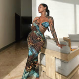 Summer New Slings Sexy Hollow Print Beach Beach Holiday Bag Hip Dress DJPT