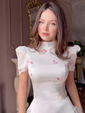 2025 New Sweet Style Temperament Short-Sleeved Silk Elegant Fashion Dress Woman