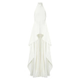 Temperament Elegant Wind 2025 Spring New Fashion Sleeveless Hanging Neck Top + Folded Skirt Suit Woman