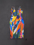Body Print Sexy Slings With Thin Ass Dress Spice Girls High-Sensing Women's Temperament Dress