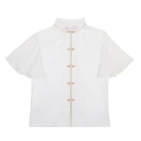 Design Fell Cherry Set Hanfu Women's Chinese Style Improvement Han Element Cloud Shoulder Shirt Half Skirt Set 9198