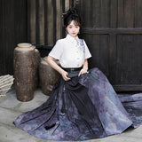 Design And Painting Chinese Style Improvement Han Elements Female Shirt Horse Face Dress Set 6935