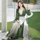 Design Green Chinese Style Improvement Han Elements Han Suit Women's Sling Dress Dress Set 8572