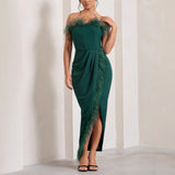Women's New Sleeveless Plush Breast-Wearing Temperament Dress HZ0628