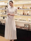 2025 Round-Necked Long-Sleeved Umbrella Dress Inside Lace Dress