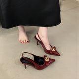 Famous Patent Leather Mirror Tip Finger-High High Heel Shoes 2025 New Back Empty Bows Shallow High-Heeled Sandals High Quality Shoes