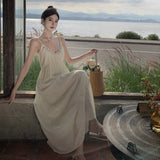 Temperament Niche Design V Tie Dress Pure Lusty Sexy Back Dress Woman