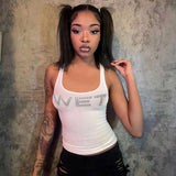 Summer 2025 New Women's Clothing Street Hot Girl Sexy Diamond Diamond Vest Top Girl DJPT