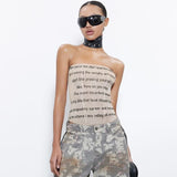Letter Print Thoracic Top 2025 Summer New Temperament Hot Girl Vest Woman DJPT