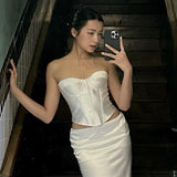 Boobs Tset Girded Short Waist Vest Girl In Niche Summer Fashion Set Hottie Top DJPT