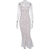 Style Lace Tied Fishtail Dress Summer Temperament Fashion Style Art Style Slinging Dress JY23745 DJPT