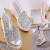 High Water Drill Slope In The Pine Shoes And The Summer Cool Slippers Waterproof Table Weaving High Heels Wear Thick Bottom Slippers High Quality Shoes