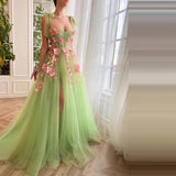 Flowers Open Green Dress Sling Chest A Skirt Sister Dress Dress Girl Costume Stage Performance Suit 2025