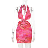 Holiday Printed Suffixed Dress 2025 Summer New Dew Beach Short Dresses DJPT