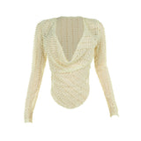 Autumn 2025 New Street Spice Girls With Special Fabrics Collared Long-Sleeved Top Lady DJPT