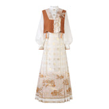 Goldfish Fireworks Chinese Wind Improvement Han Elements Women's Blouse Vest Skirt 8888