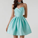 New Women's Dress Folded Slings With Dress Sexy Temperament Diamond Skirt