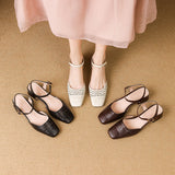 Size Women's Shoes Wrapped Head Thick Heel One-Word Sandals Women 2025 Summer New Low Heel Women's Shoes High Quality Shoes