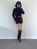 Fashion High-Collar Knitted Short-Form Hip Dress In Autumn 2024